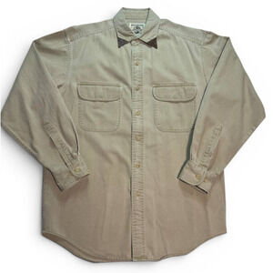 Vintage Banana Republic Safari Shirt Men’s Small Beige Long Sleeve 100% Cotton